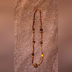 pretty wooden  and beaded necklace
